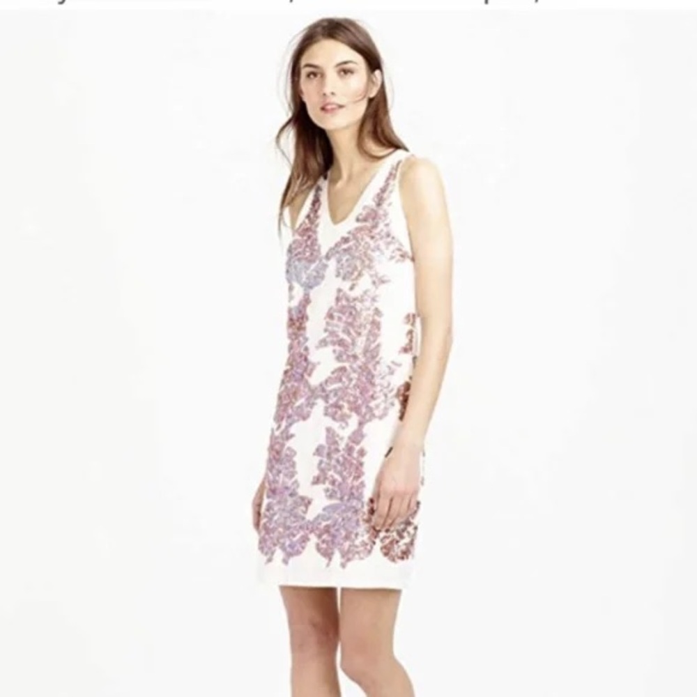 J. Crew Iridescent Sequin Linen Shift Dress